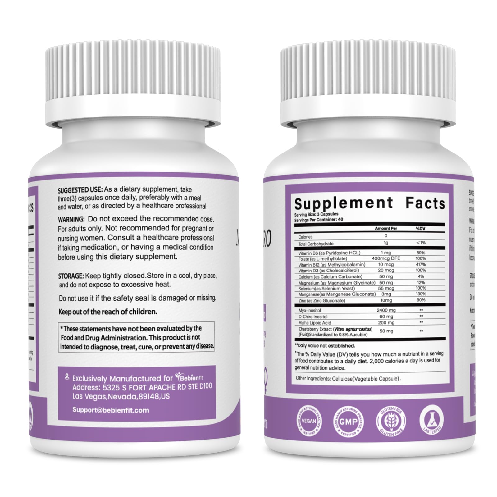 13-in-1 Myo Inositol & D-Chiro Inositol for Women PCOS,Hormonal Balance,2460mg-40:1 Ratio,Ovarian Health&Cycle Support Supplement Plus Alpha Lipoic Acid/Folate/Vitex/Magnesium/Multivitamin,120 Veg Cap Bebien fit buy australia supplements