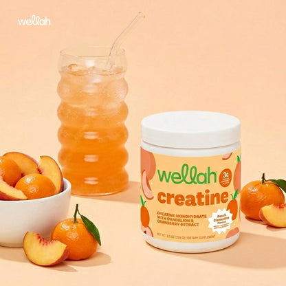 Wellah Creatine for Women - Creatine Monohydrate with Dandelion & Cranberry Extract (50 Servings, Clementine Peach) Wellah
