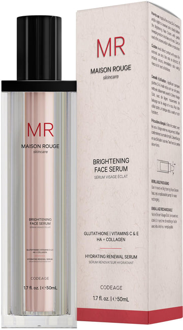 Maison Rouge Brightening Face Serum by Codeage - Glutathione Serum, Vitamin C, E, Hyaluronic Acid, Collagen - Radiance Enhancing - Parabens and Sulfates-Free - Refillable - All Skin Types - 1.7 fl oz Codeage buy australia supplements