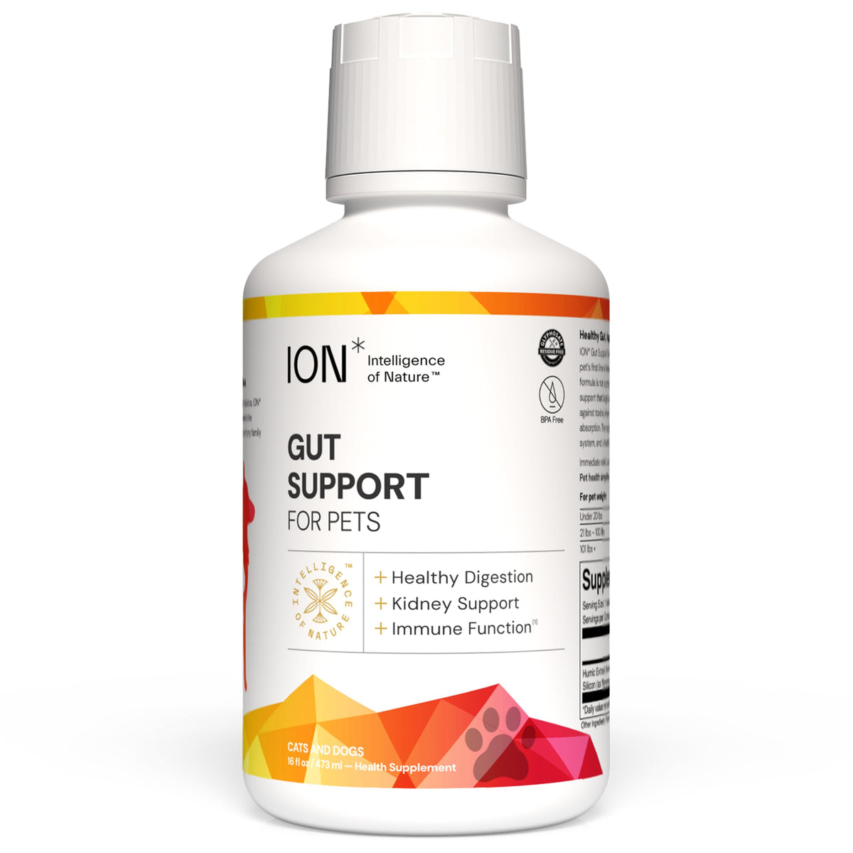 ION* Intelligence of Nature Gut Support For Pets - Liquid Probiotics Drops Alternative for Dogs & Cats, Digestive Health for Puppies, Skin & Hair Health - 16 fl oz (Pack of 1) ION* Intelligence of Nature
