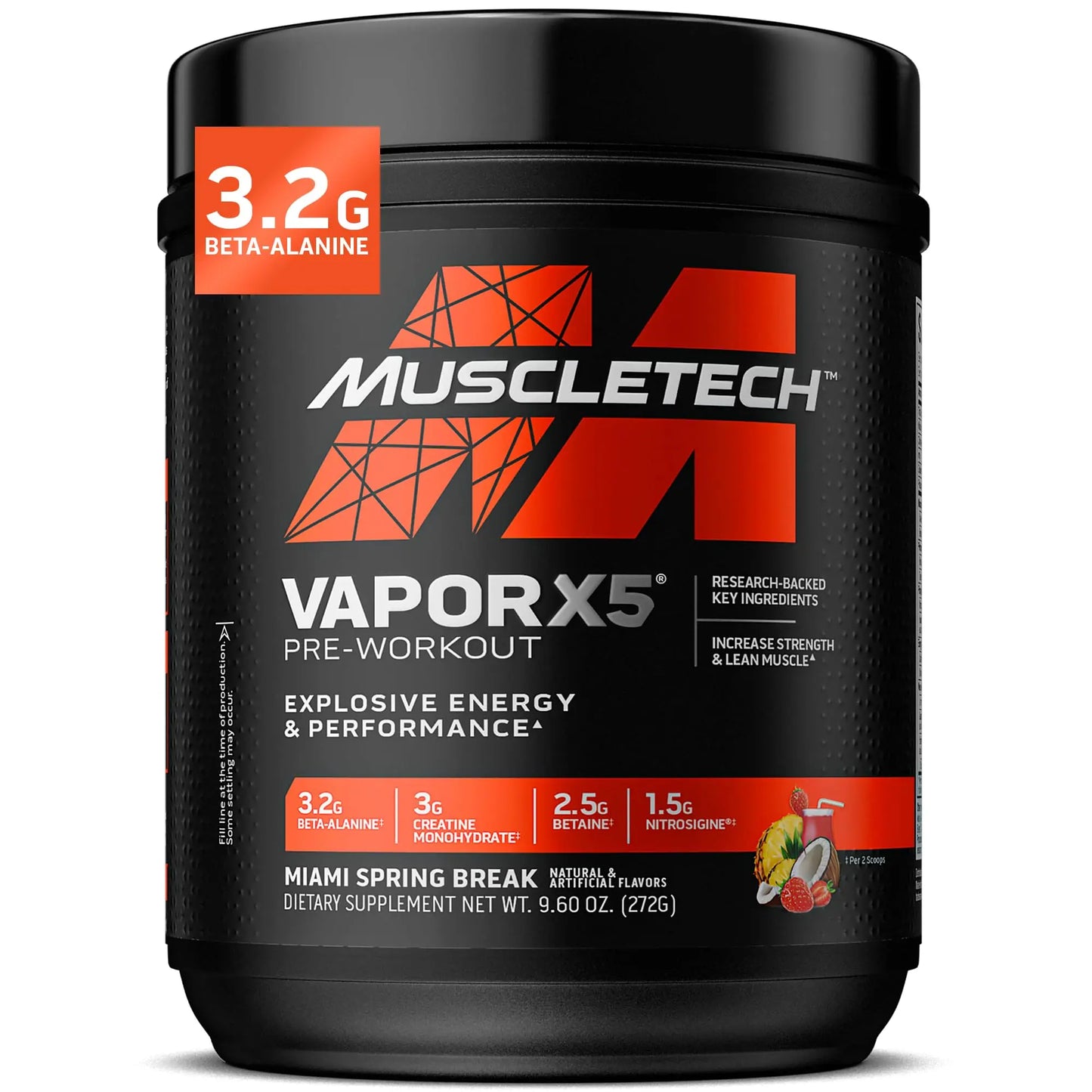 MuscleTech Pre-Workout Powder, Vapor X5 - Sports Nutrition Muscle Building Supplements for Women & Men - Intense Muscle Pump Energy Powder Drink Mix MuscleTech