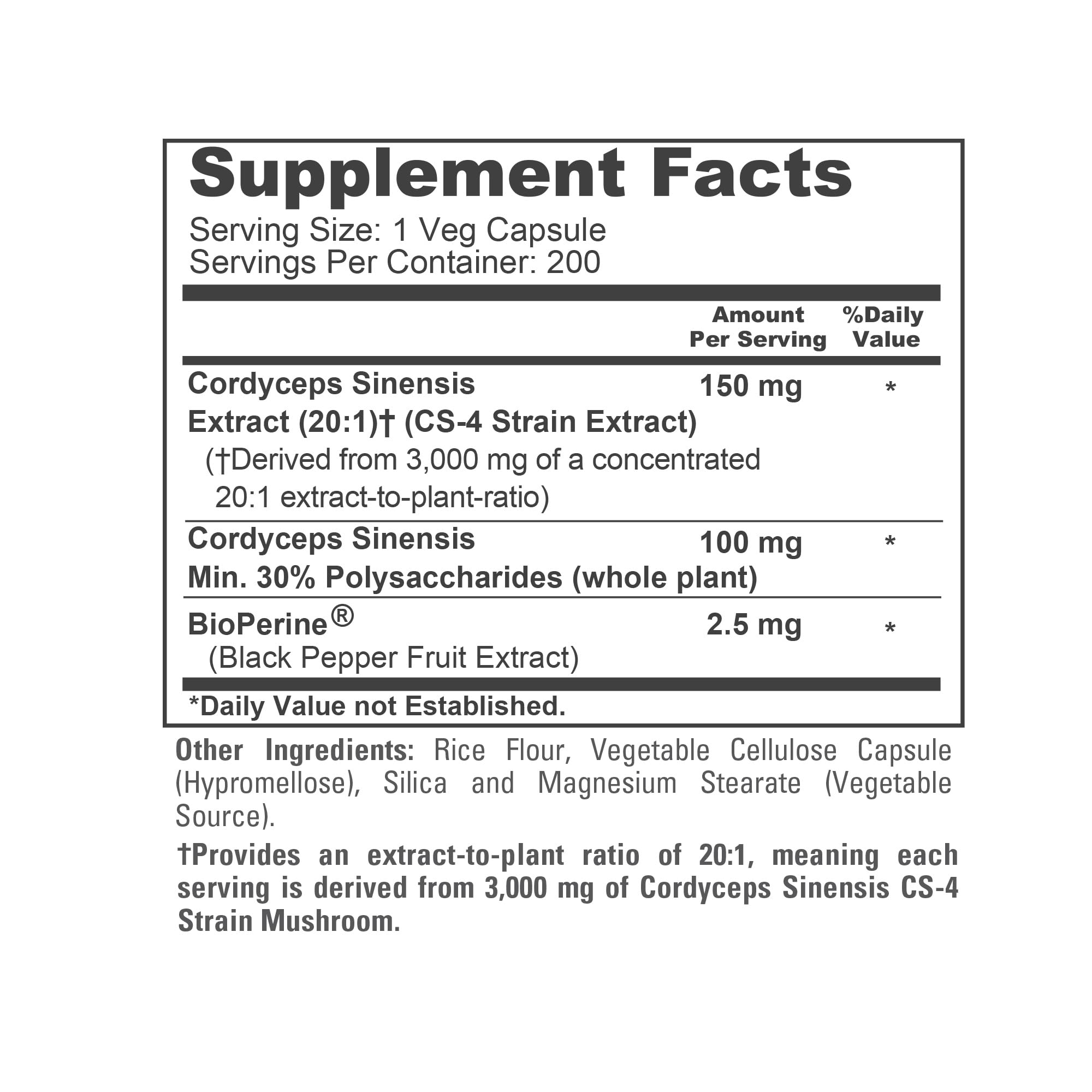 NusaPure Cordyceps 20:1 Extract, 150 mg Equivalent to 3,000mg 200 Veggie Capsules (Sinensis CS-4, Non-GMO, Vegan) Bioperine NusaPure buy australia supplements