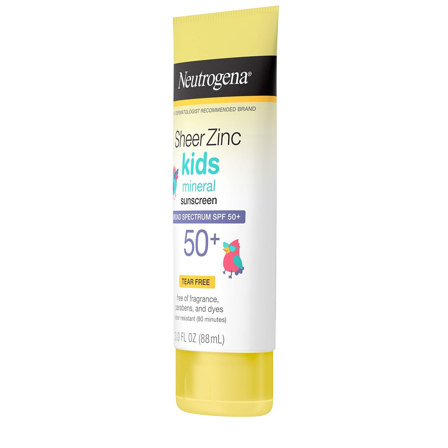 Neutrogena Sheer Zinc Oxide Kids Mineral Sunscreen Lotion, Broad Spectrum SPF 50+ with UVA/UVB Protection, Water-Resistant for 80 Minutes, Paraben-, Dye-, Fragrance- & Tear Free, 3 fl. oz Neutrogena