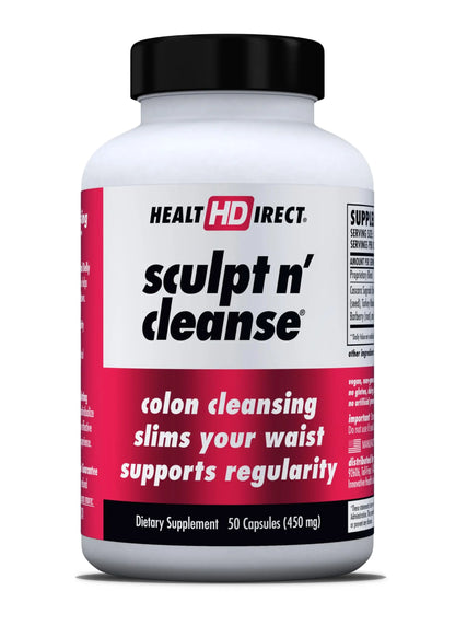 HEALTH DIRECT Sculpt n' Cleanse - Herbal Colon Cleanse for Digestive Health & Regularity - Natural Detox & Gut Flush Supplement - 50 Veggie Capsules HEALTH DIRECT