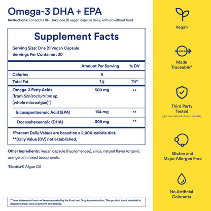 Ritual Vegan Omega 3 Supplement - Science-Backed Dose of DHA and EPA - Bioavailable Omega-3 from Algae Oil - Brain, Heart, and Eye Health Support Ritual