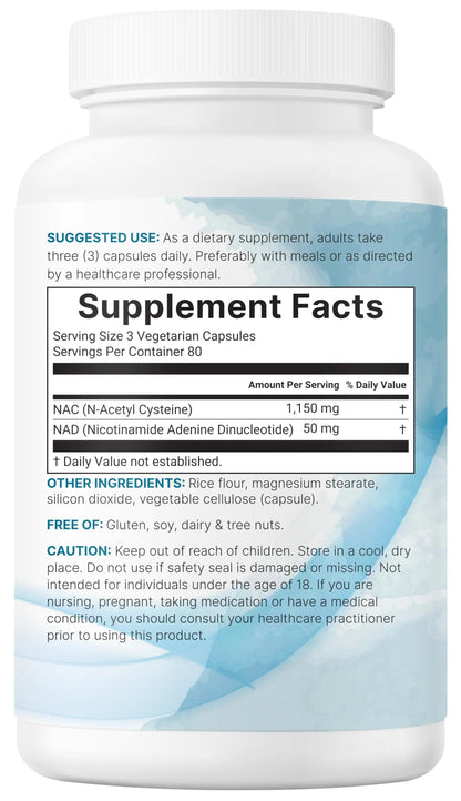 Micro Ingredients NAC with NAD+, 240 Vegetarian Capsules | 1,200 mg Per Serving | 2-in-1 N-Acetyl-L-Cysteine with Nicotinamide Adenine Dinucleotide Micro Ingredients