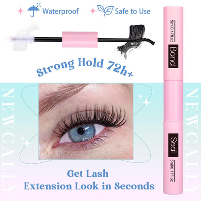 Lash Clusters Kit Wispy Natural Cluster Eyelash Extension Kit DIY Lash Extension Kit C-curly 10-16MM Eyelash Clusters Volume Individual Lashes Kit by Newcally Newcally