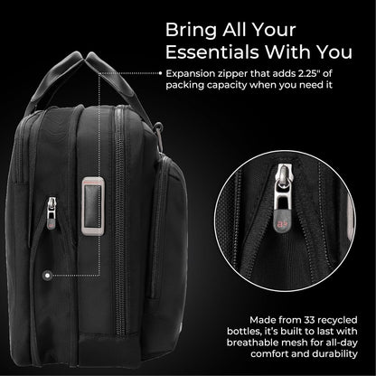 Briggs & Riley Medium Expandable Briefcase - Laptop Bag for Work & Travel, Briefs for Men & Women, Includes Shoulder Strap, Self-Repairing Zippers, Fits up to 15" Computer - HTA Collection, Black Gsupps Australia