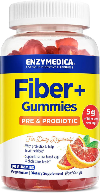 Enzymedica Fiber+ Prebiotic & Probiotic Gummies for Women & Men - 90 Count Gsupps Australia