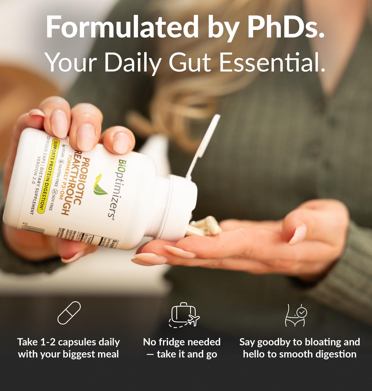 BIOptimizers Probiotic Breakthrough – Lactobacillus Plantarum OM Probiotics & Prebiotics Health Supplement for Gut, Digestive & Immune Support Probiotics BIOptimizers
