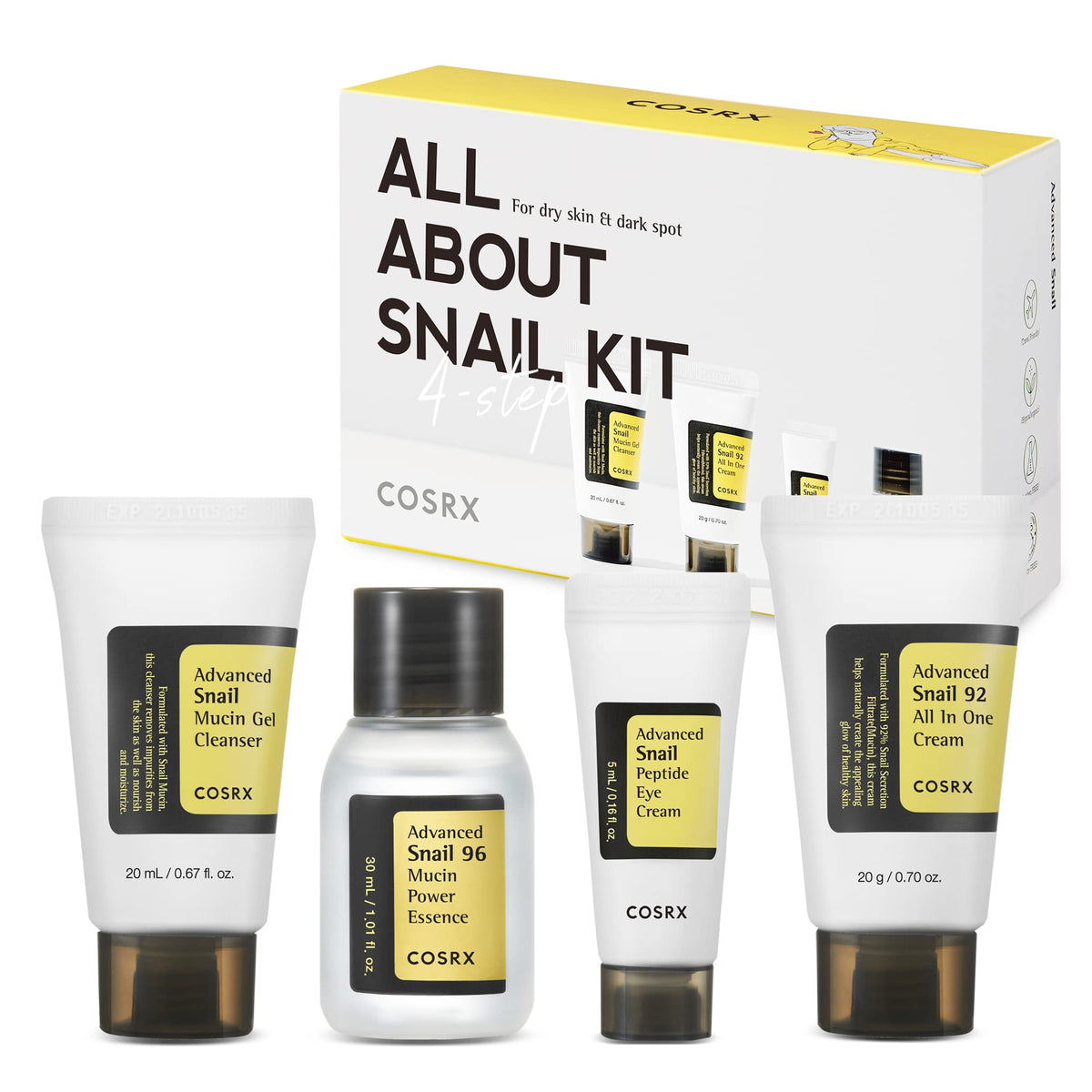 COSRX All About Snail Mucin Korean Skin Care Set, Mini Travel Essentials COSRX