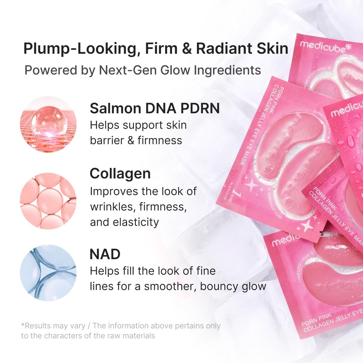 medicube Jelly Eye Mask PDRN Pink Collagen - Hydrogel Eye Patches, 6 Pairs medicube