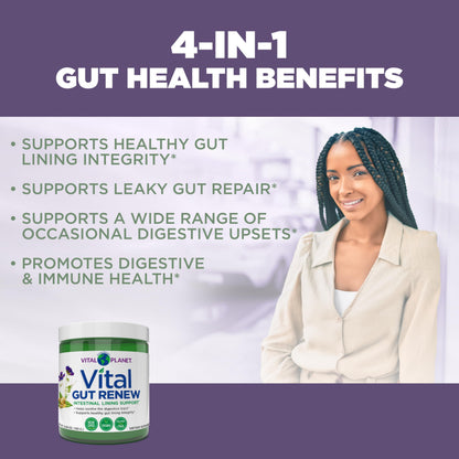 Vital Planet - Vital Gut Renew Powder Supplement for Leaky Gut Repair with L-Glutamine, Marshmallow and Ginger Root, DGL Licorice Root and Organic Vital Planet