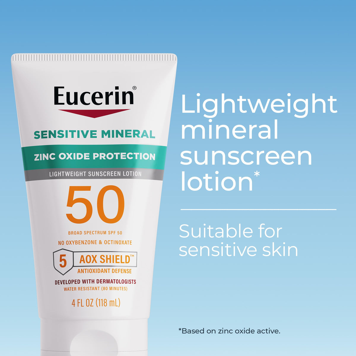 Eucerin Sun Sensitive Mineral Sunscreen Lotion, Face, Body, SPF 50, 4 FL OZ Eucerin