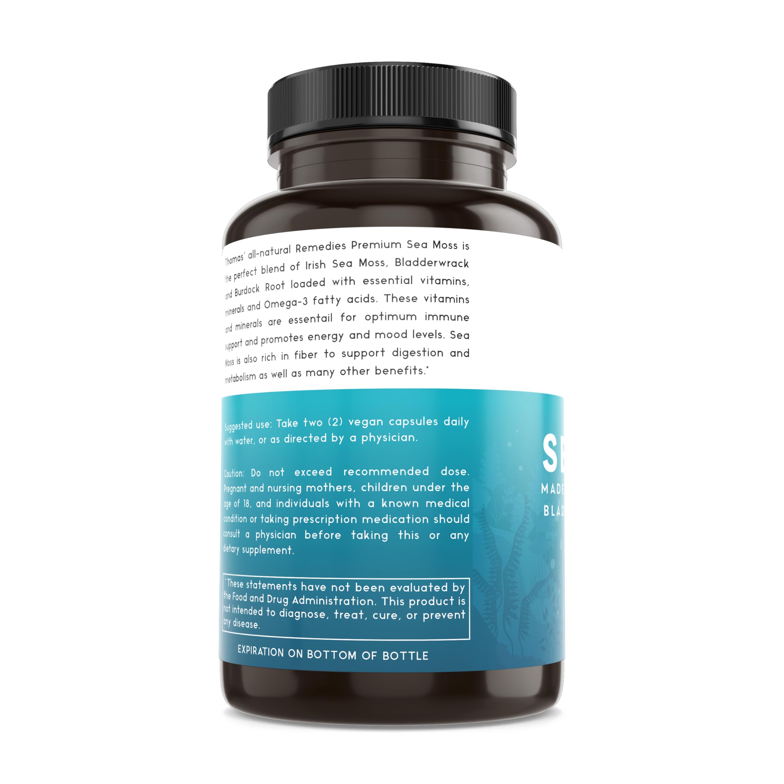 Thomas' all-natural Remedies Irish Sea Moss Capsules, Sea Moss with Bladderwrack & Burdock Root Organic for Gut Health, Digestion, Energy & Immune Support, 120 Seamoss Pills Thomas' all-natural Remedies buy australia supplements