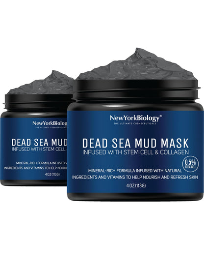 New York Biology Dead Sea Mud Mask for Face, Body | with Stem Cell and Collagen | Spa Quality Pore Refiner for Oily Skin NEW YORK BIOLOGY THE ULTIMATE COSMECEUTICALS
