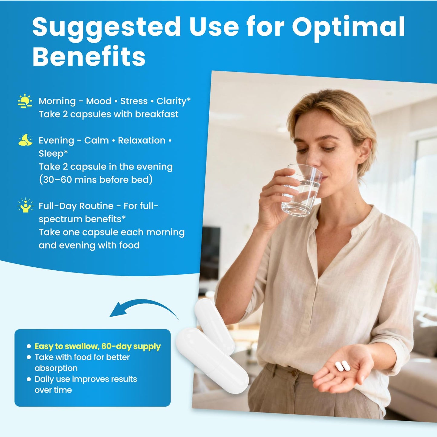 Lithium Orotate 5/10mg, L-Theanine 200mg, Ashwagandha 300mg - Mood Focus Memory Brain Supplements with Bacopa Monnieri, Lion’s Mane, Magnesium, Zinc D3 B6 Folate B12 Lukaree