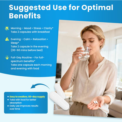 Lithium Orotate 5/10mg, L-Theanine 200mg, Ashwagandha 300mg - Mood Focus Memory Brain Supplements with Bacopa Monnieri, Lion’s Mane, Magnesium, Zinc D3 B6 Folate B12 Lukaree
