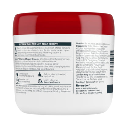 Eucerin Advanced Repair Body Cream for Very Dry Skin, Fragrance Free Daily Body Moisturizer, 16 Oz Jar Eucerin