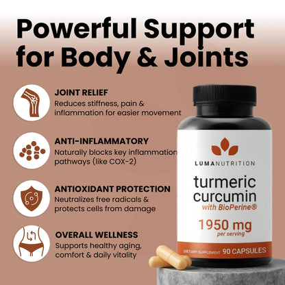 Luma Nutrition Turmeric Curcumin with Black Pepper - 95% Curcuminoids - 1950mg Per Serving - Premium Turmeric Supplement Luma Nutrition