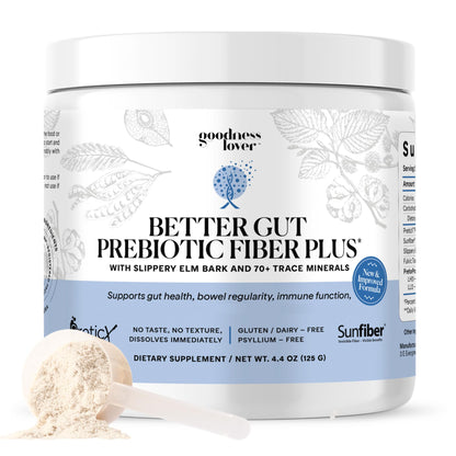 Goodness Lover Better Gut Prebiotic Fiber Plus, Digestive Health Supplement for Gut Health Support, Bloat Relief & Regularity Support, 30 Servings Goodness Lover