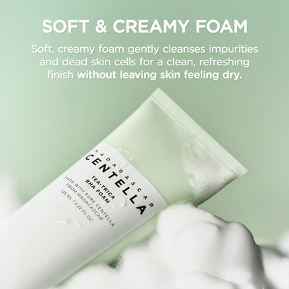 SKIN1004 Tea-Trica BHA Foam, Makeup Remover with Centella Asiatica & Tea Tree, Korean Face Cleanser for Oil & Sebum Balance, Cleansing Foam for Clearing Impurities, Korean Skin Care, 4.22 fl.oz /125ml SKIN1004