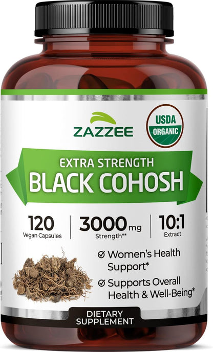 Zazzee USDA Organic Black Cohosh 10:1 Extract, 120 Vegan Capsules | 4 Month Supply, Actaea Racemosa, Women’s Health & Hormonal Balance Support, All-Natural, Non-GMO, Made in the USA Gsupps Australia