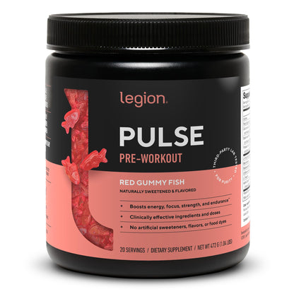LEGION Pulse Pre Workout Supplement - All Natural Nitric Oxide Preworkout Drink to Boost Energy, Creatine Free, Naturally Sweetened, Beta Alanine, Citrulline, Alpha GPC (Fruit Punch)