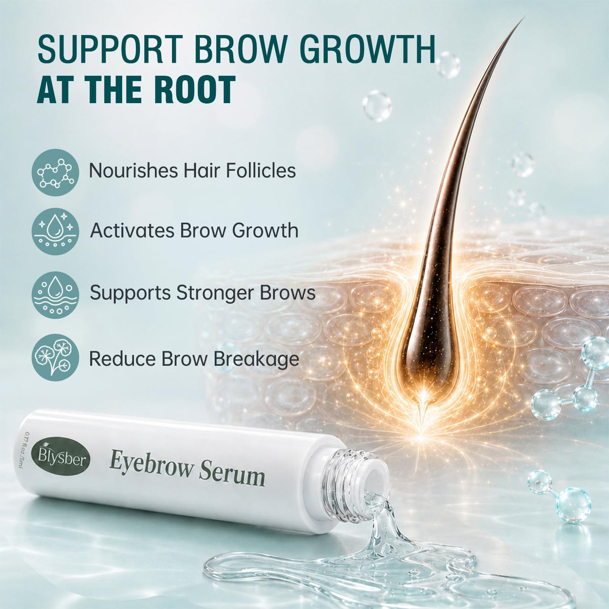 BIYSBER Eyebrow Growth Enhaning Serum with Peptide & Hyaluronic Acid, 5 mL BIYSBER
