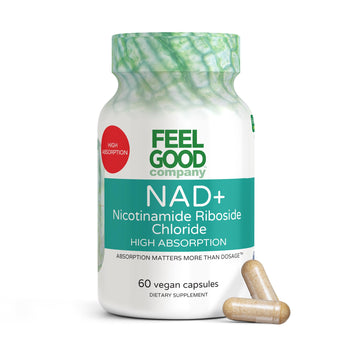 Feelgood Company NAD+ Supplement - Anti-Aging & Cellular Energy Support - Supports Energy, Cognitive Function & Cellular Health - 60 Capsules - NAD+ Precursor FeelGood Superfoods buy australia supplements