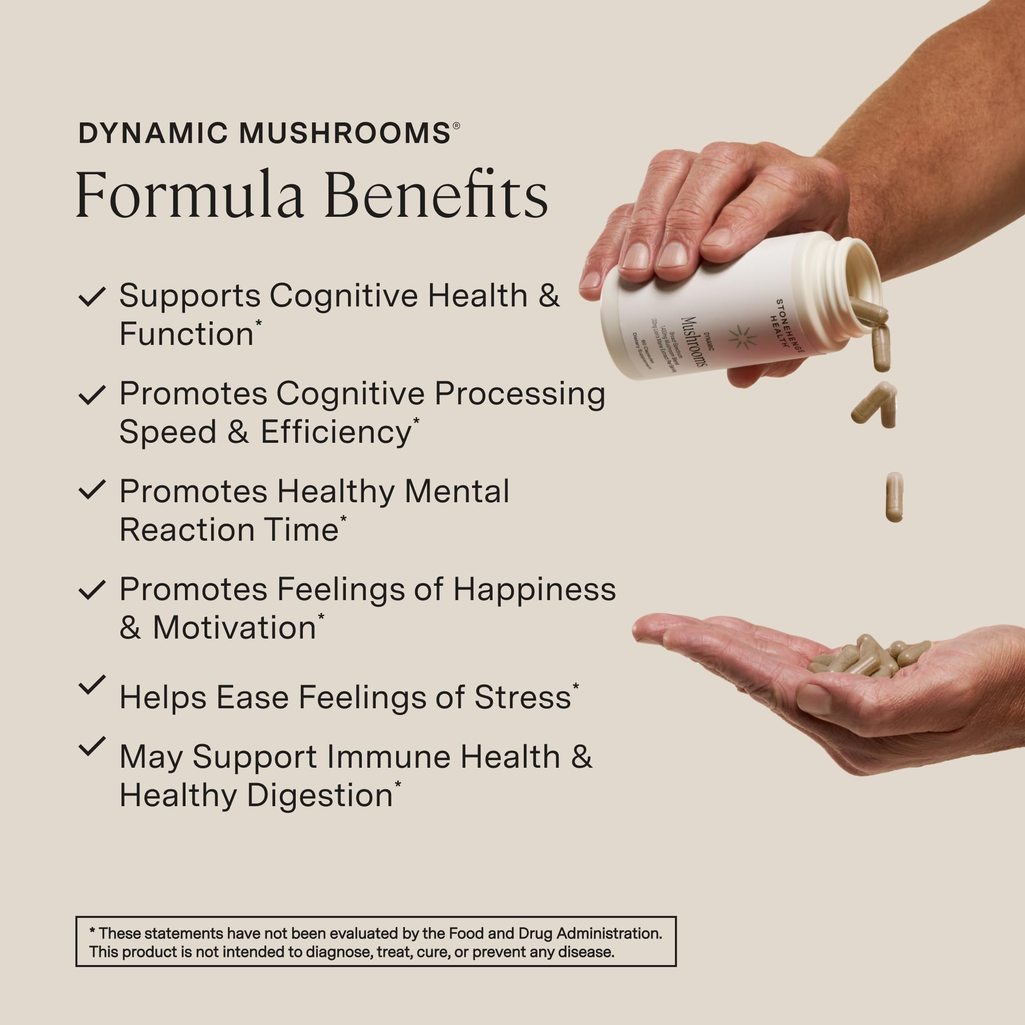 Stonehenge Health Dynamic Mushrooms 1,400 mg – 5 Mushroom Complex (Lion’s Mane, Reishi, Chaga, Maitake, Shiitake) – 100% Fruiting Bodies, Nootropic – Brain, Memory, Focus & Immune Support – 60 Caps Stonehenge Health buy australia supplements