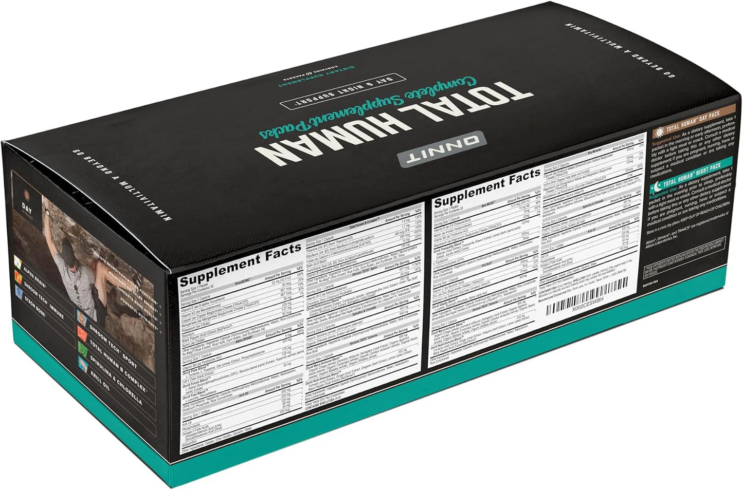 ONNIT Daily Performance & Wellness Bundle: Alpha Brain Nootropic Capsules (90 Count) + Total Human Day & Night Packs (30-Day Supply), IGEN Non-GMO Tested Focus, Energy & Clarity, Pack of 2
