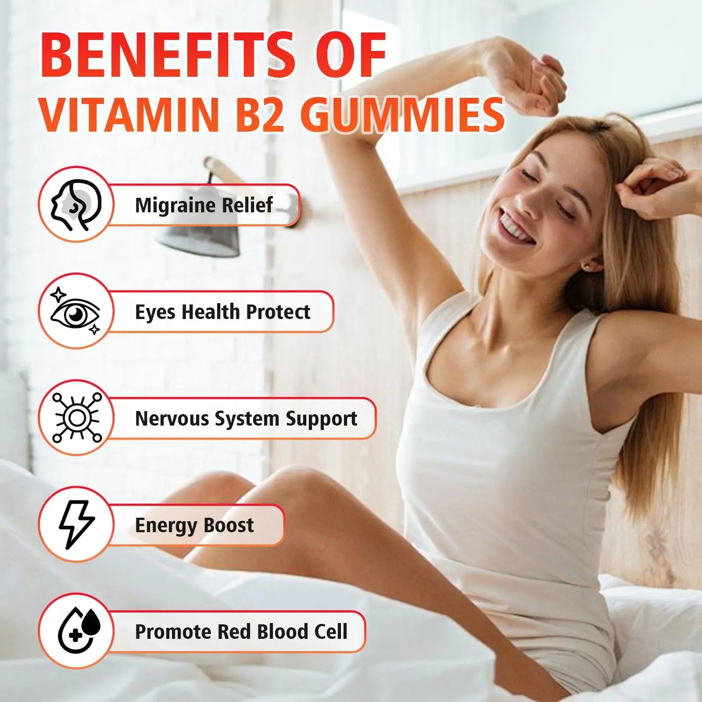 GrnLife 2 Pack Vitamin B2 Gummies, Riboflavin 400mg with Magnesium for Kids & Adults, Migraine Relief & Energy Support GrnLife