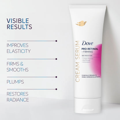 Dove Cream Serum Pro-Retinol + Firming for Elasticity and Firmness, with Collagen Peptides, Niacinamide and Antioxidants Lotion, 8 oz Dove