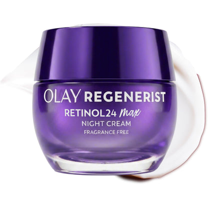 Olay Retinol Night Cream for Women, MAX, Anti-Aging Face Mousturizer, Fragrance-Free, Non Greasy - Anti-Wrinkle, Smooth Fine Lines, Hydrating Skin Care - Triple Collagen Cream, Niacinamide, 1.7oz Olay