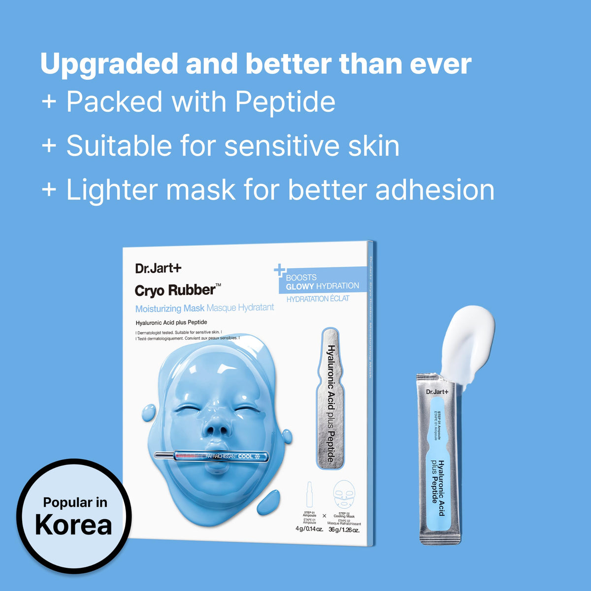 Dr.Jart+ Cryo Rubber Moisturizing and Cooling Korean Face Mask with Hyaluronic Acid and Peptides| Korean Skin Care Dr.Jart+
