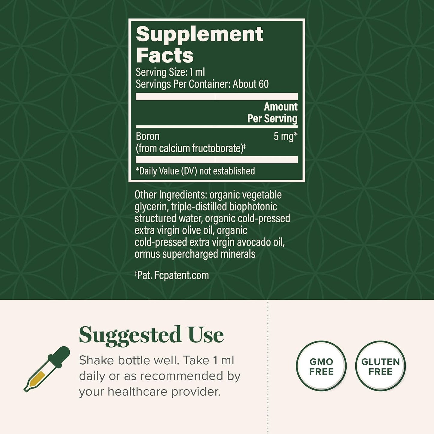 Global Healing Boron Supplement for Men and Women - 5 mg (2 Oz)