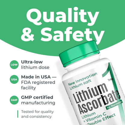 NORMOTIM Lithium Supplement 1 mg Tablets – Non-Drowsy Calm & Focus Support – Memory & Mental Clarity – Fast Dissolve – Compare to Lithium Orotate NORMOTIM
