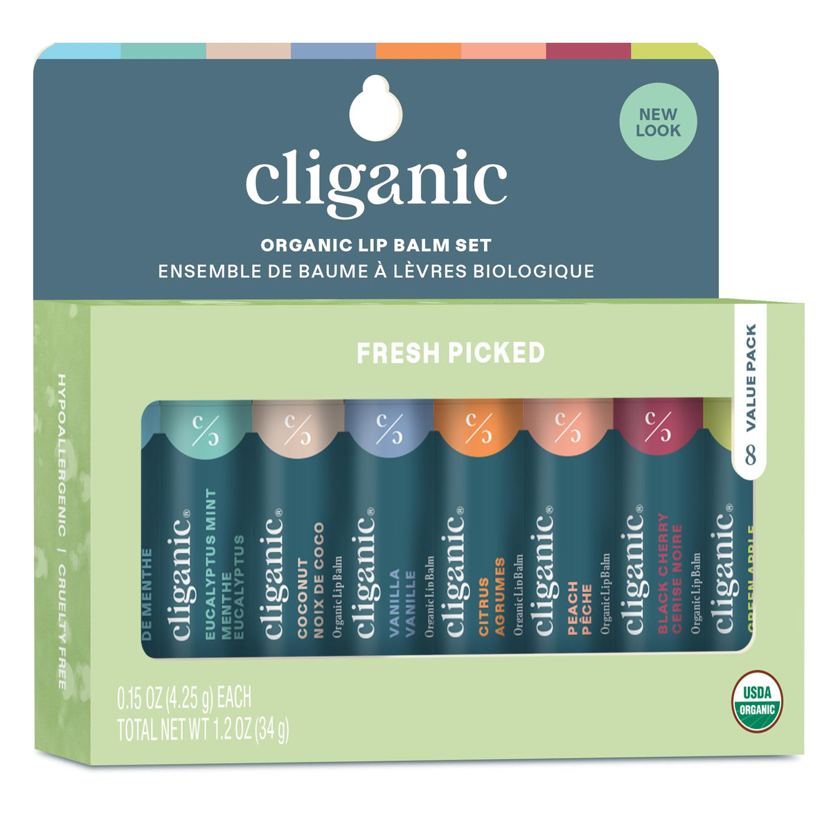 Cliganic Organic Lip Balm Set, 8 Flavors 100% Natural for Dry Cracked Lips Cliganic