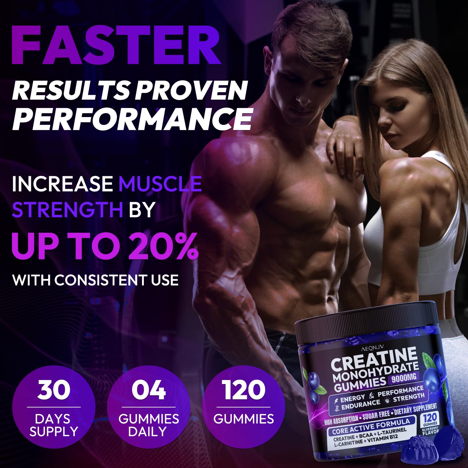 AEQNJV Creatine Gummies Monohydrate Complex for Men & Women, 9000MG Creatine Pre-Workout Supplement Enhance Muscle Strength Recovery Cognitive Health & Memory, 120 Gummies Sugar Free Vegan Non-GMO AEQNJV buy australia supplements