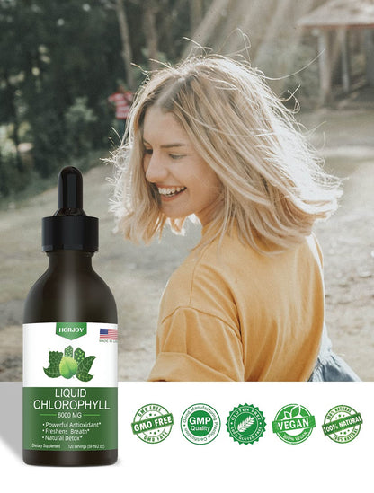 Chlorophyll Liquid Drops - 100% Natural Energy Booster and Immune Support - Internal Deodorant and Detox - Altitude Sickness Relief - Fast Absorption Horjoy