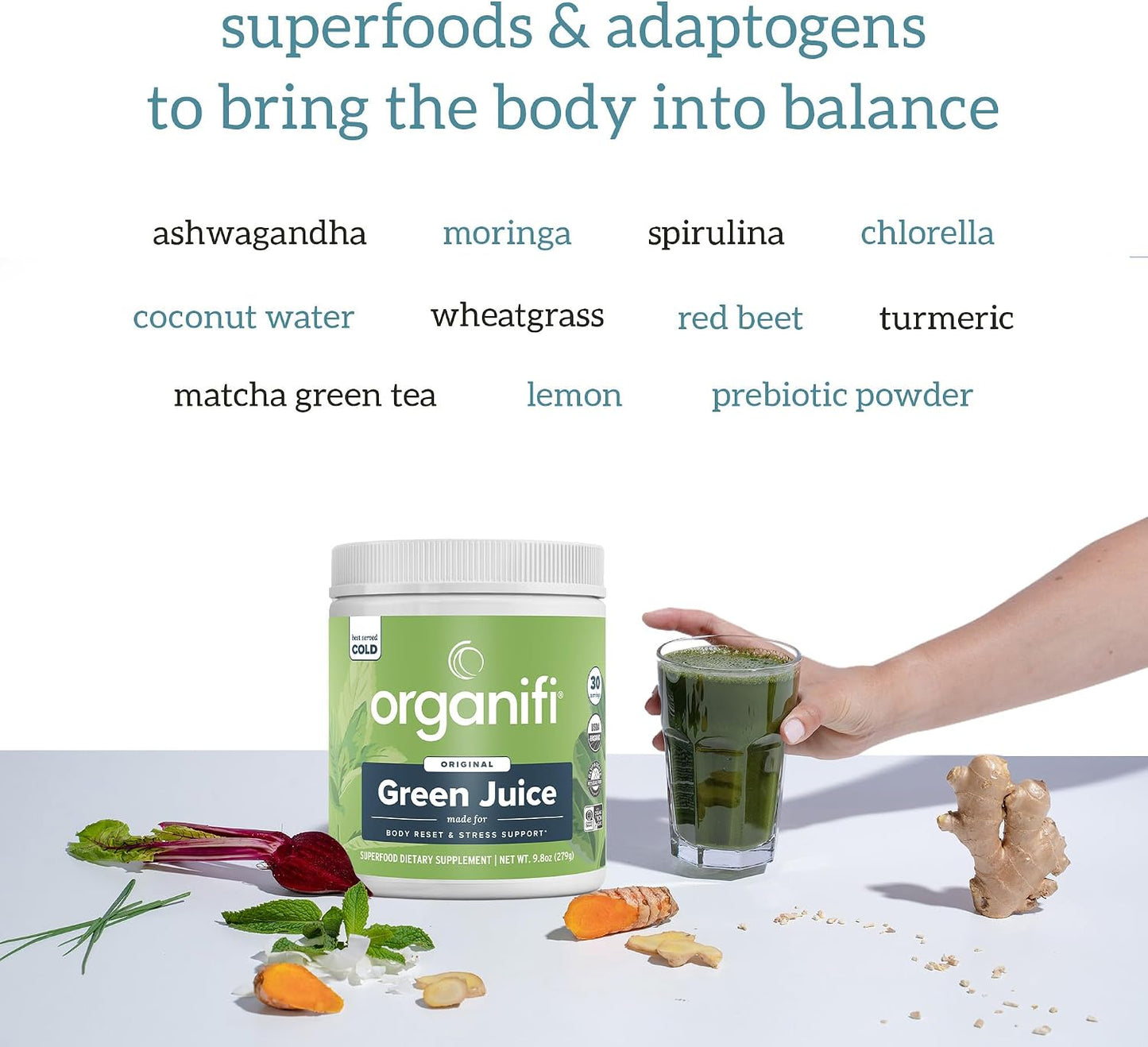 Organifi Green Juice - Powder Supplement with Organic Spirulina, Ashwagandha, and Chlorella - Helps Achieve Fitness Goals and Reduce Cortisol Levels, 30-Day Supply Gsupps Australia