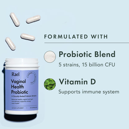 Rael Probiotics for Women - pH Balance Supplement with Prebiotics, Vaginal Immune Health (30 Servings) Rael