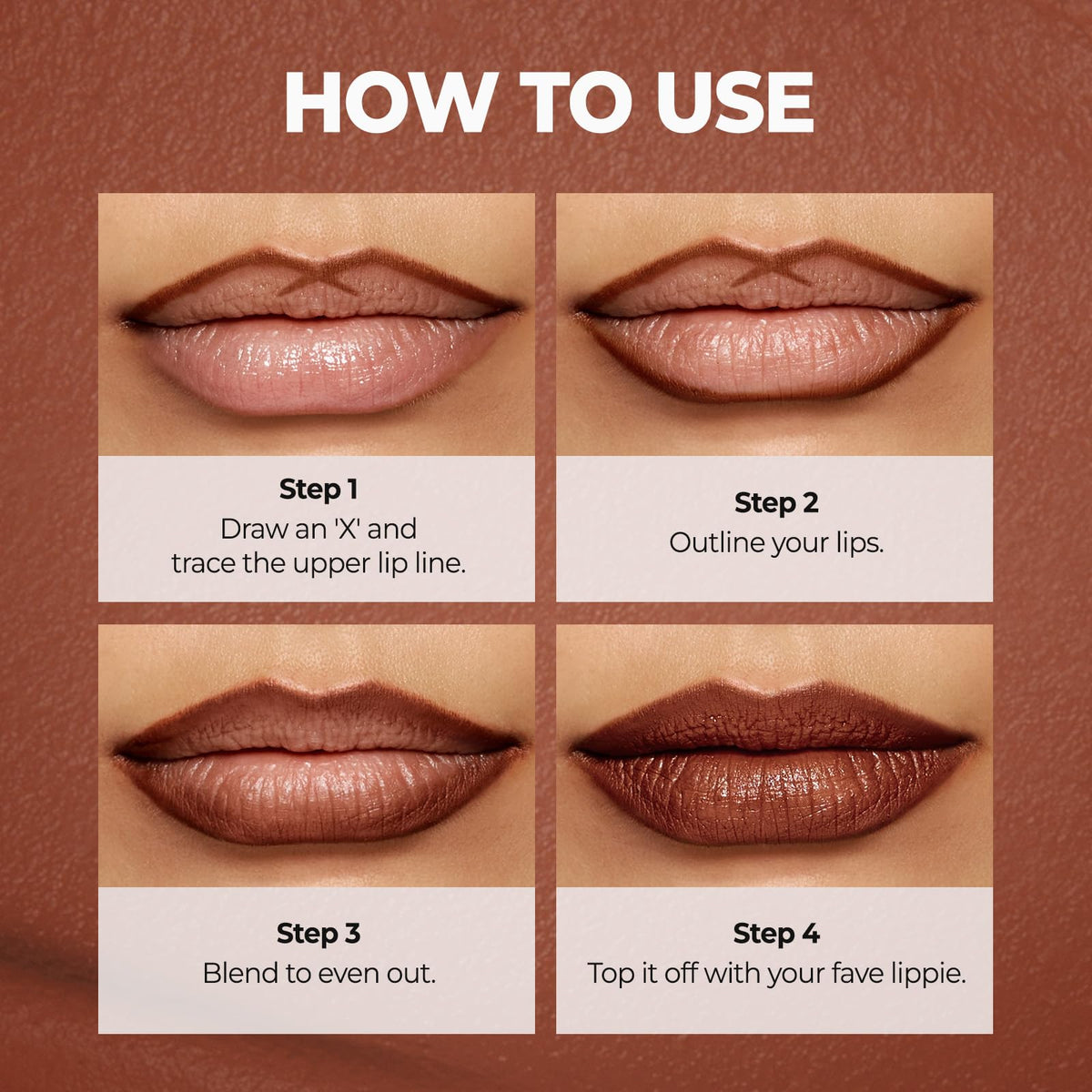 Laka Lip Liner - Smooth & Blendable Soft Matte Lip Contour Pencil for Shaping & Overlining Lips | Waterproof Formula, Oil-Cleanse Off, Long-Lasting Wear | #08 Burnt Brown (Deep Cocoa Brown) Laka