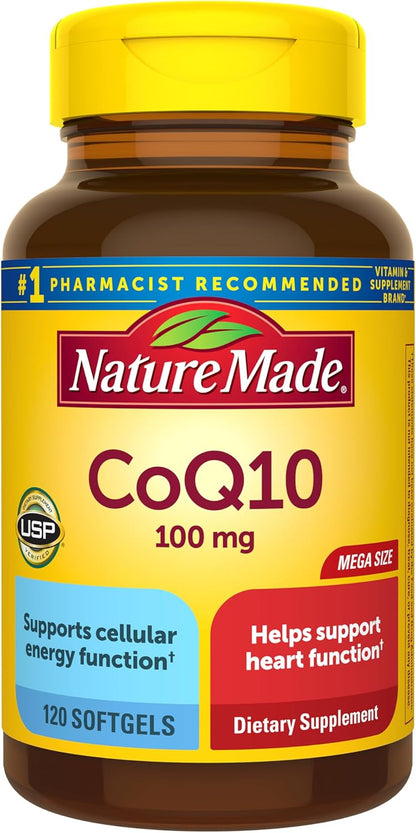 Nature Made CoQ10 100mg Softgels for Heart Health Support, 120 Softgels | Co Q 10 Supplement for Women and Men, Dietary Supplement that Provides Antioxidant Support, 120 Day Supply Gsupps Australia