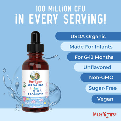 MaryRuth Organics USDA Organic Infant Liquid Probiotic Drops | Baby Essentials | Probiotics for Infants | Baby Probiotic Drops MARYRUTH'S