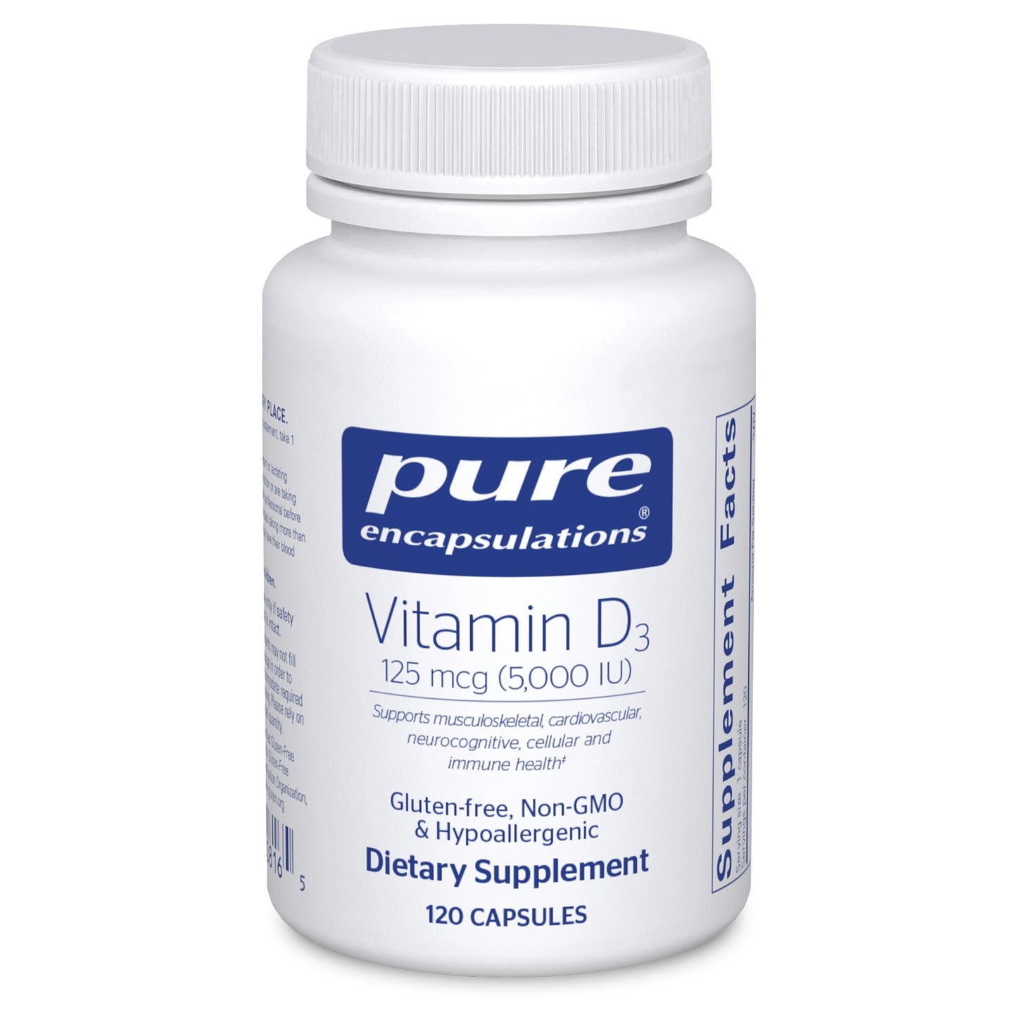 Pure Encapsulations Vitamin D3 125 mcg (5,000 IU) - Supplement to Support Bone, Joint, Breast, Heart, Colon, and Immune Health Pure Encapsulations