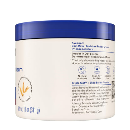 Aveeno Skin Relief Intense Moisture Repair Body Cream with Triple Oat & Shea Butter Formula, Helps Heal, Repair & Restore Very Dry Skin Aveeno