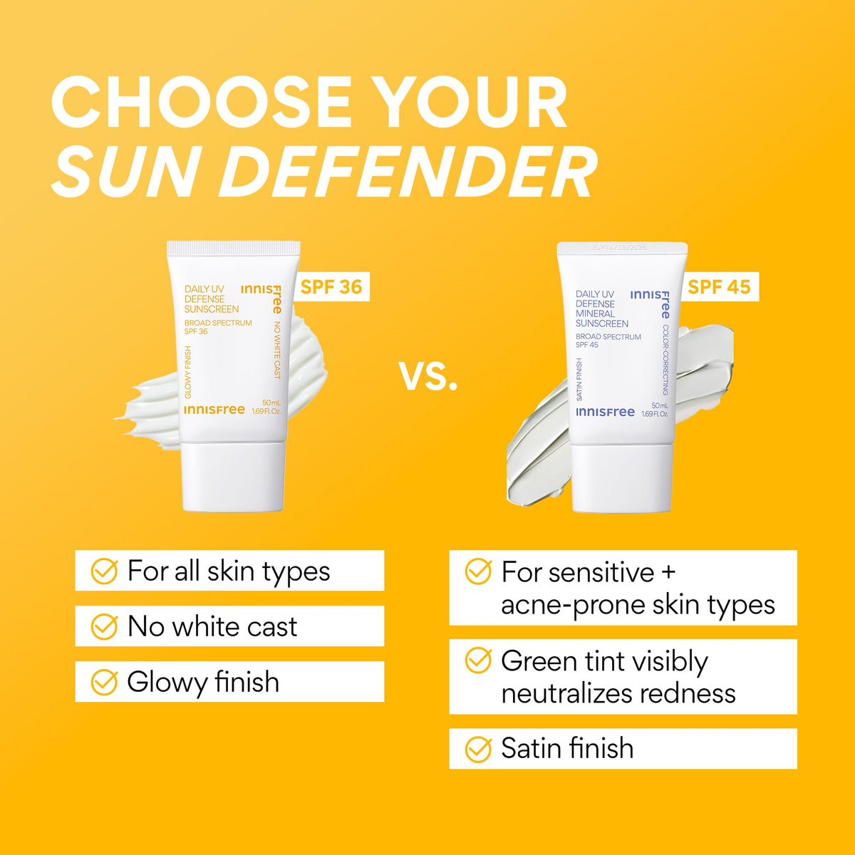 innisfree Daily Mineral UV Defense SPF 45 | Tinted Korean Sunscreen with Zinc Oxide for Redness | Gentle, Hydrating and Lightweight | Available in 2 Pack innisfree