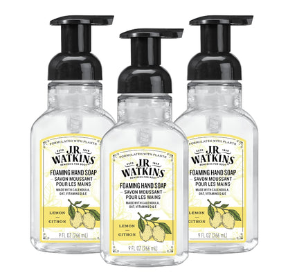 J.R. Watkins Moisturizing Foam Hand Soap Dispenser 3 Pack, Lemon, 9 fl oz J.R. Watkins